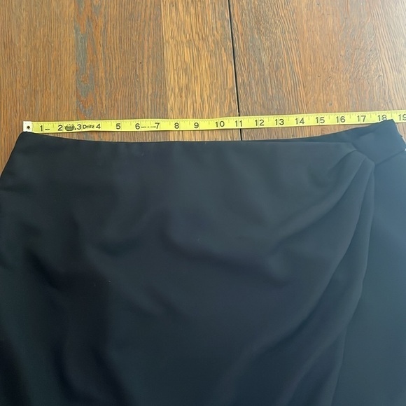 Worthington Mock Wrap Skirt Size 18 Black Side Zipper Lined Front Panel - Picture 8 of 13